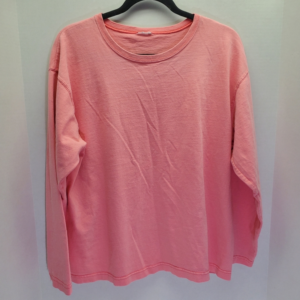 Cotton Long Sleeve Tee Pink Womans XL